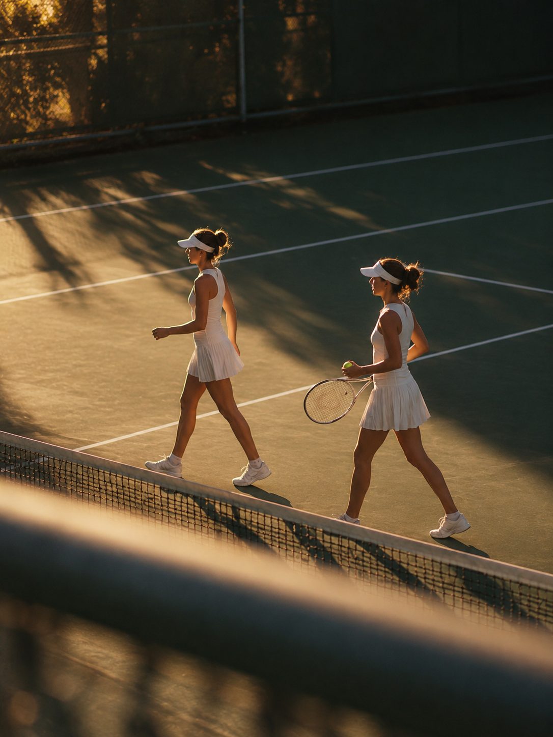 Player following through on a blue hard court